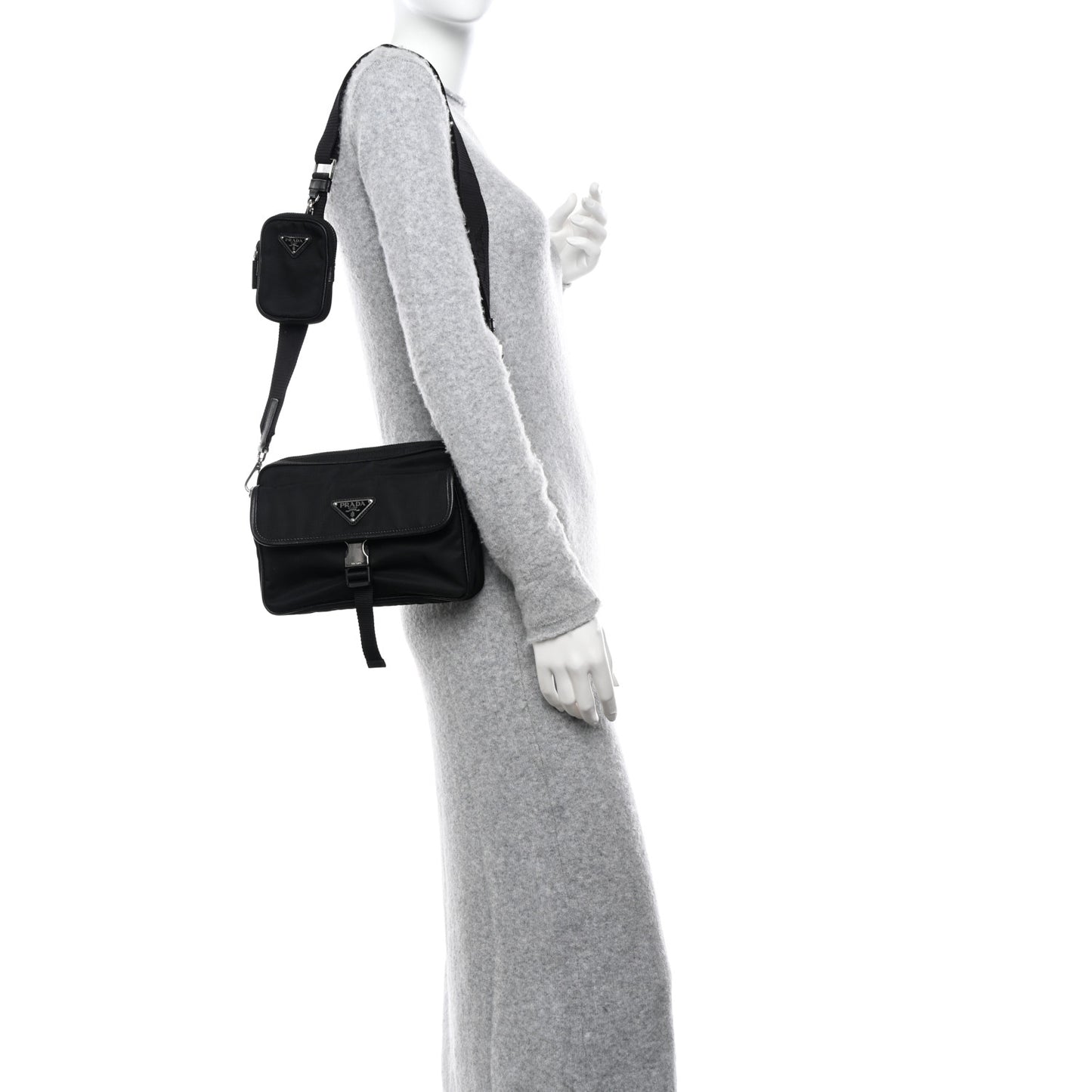 Re-Nylon Saffiano Shoulder Bag Black