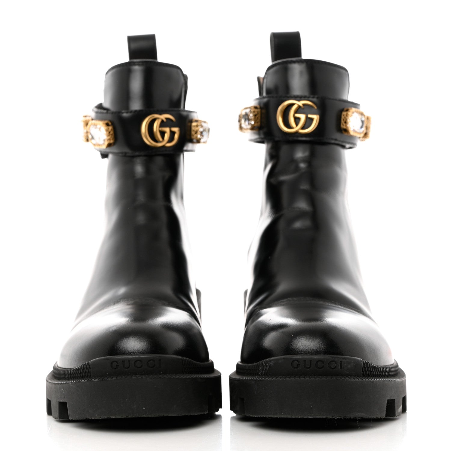Gucci Calfskin Crystal GG Trip Chelsea Ankle Boots 36 Black 2 of 11