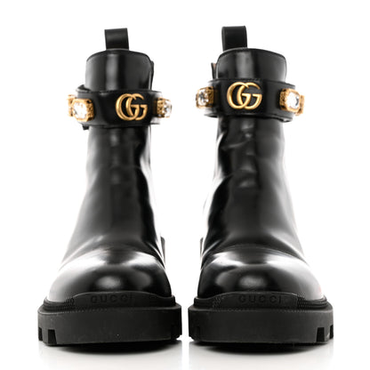 Gucci Calfskin Crystal GG Trip Chelsea Ankle Boots 36 Black 2 of 11