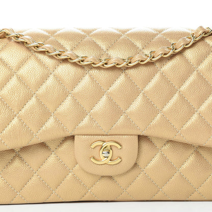 Chanel Pearly Caviar Quilted Jumbo Double Flap Gold 8 of 18