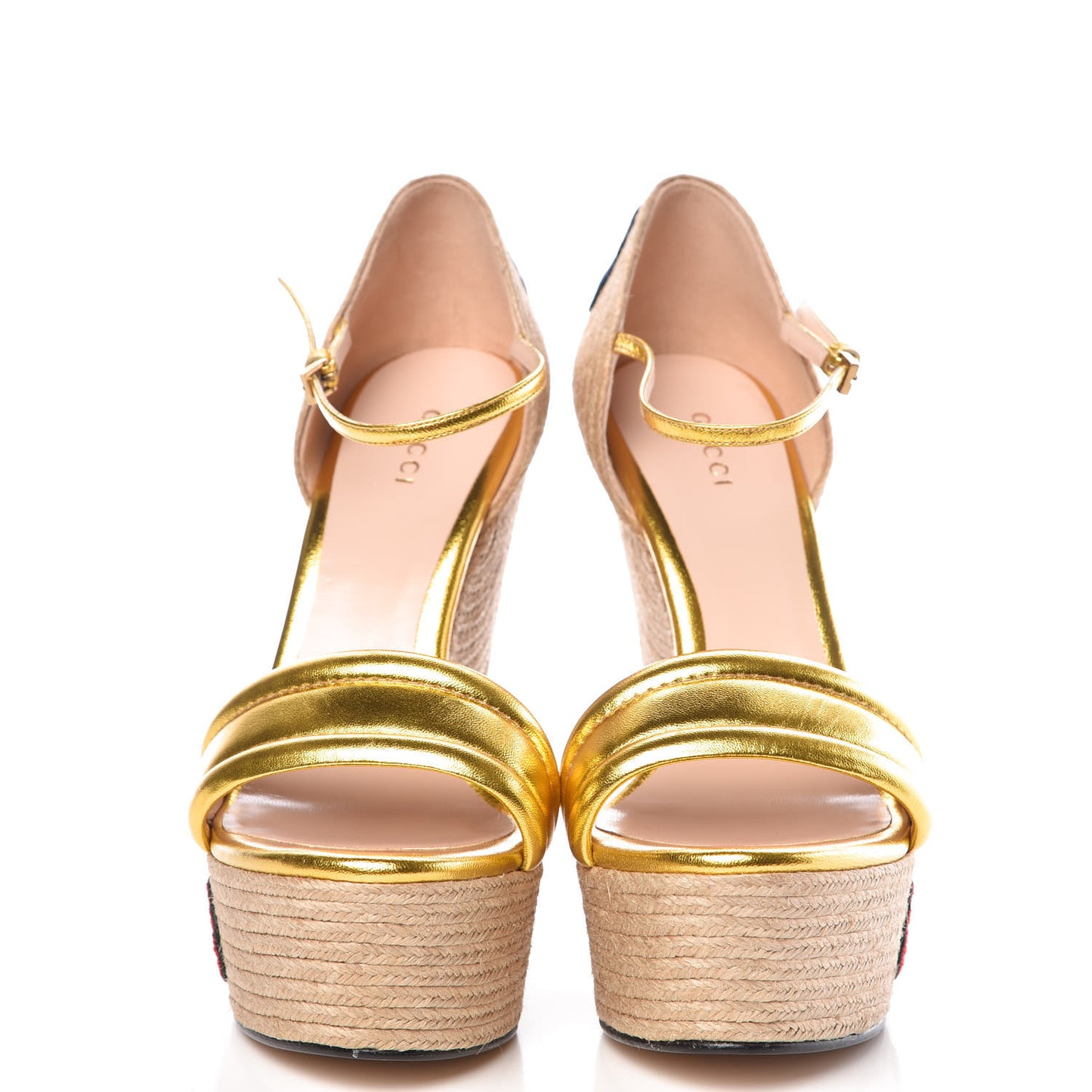 Metallic Nappa Ophelia Espadrille Platform Wedge Sandals 39.5 Oro Vecchio