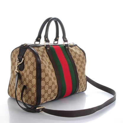 Gucci Monogram Vintage Web Medium Boston Dark Brown 3 of 12