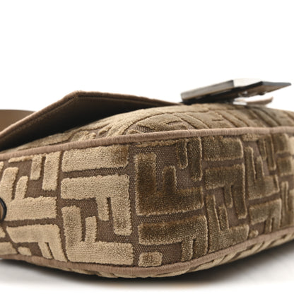 Fendi Velvet Jacquard FF Crystal Baguette Cappuccino 9 of 11
