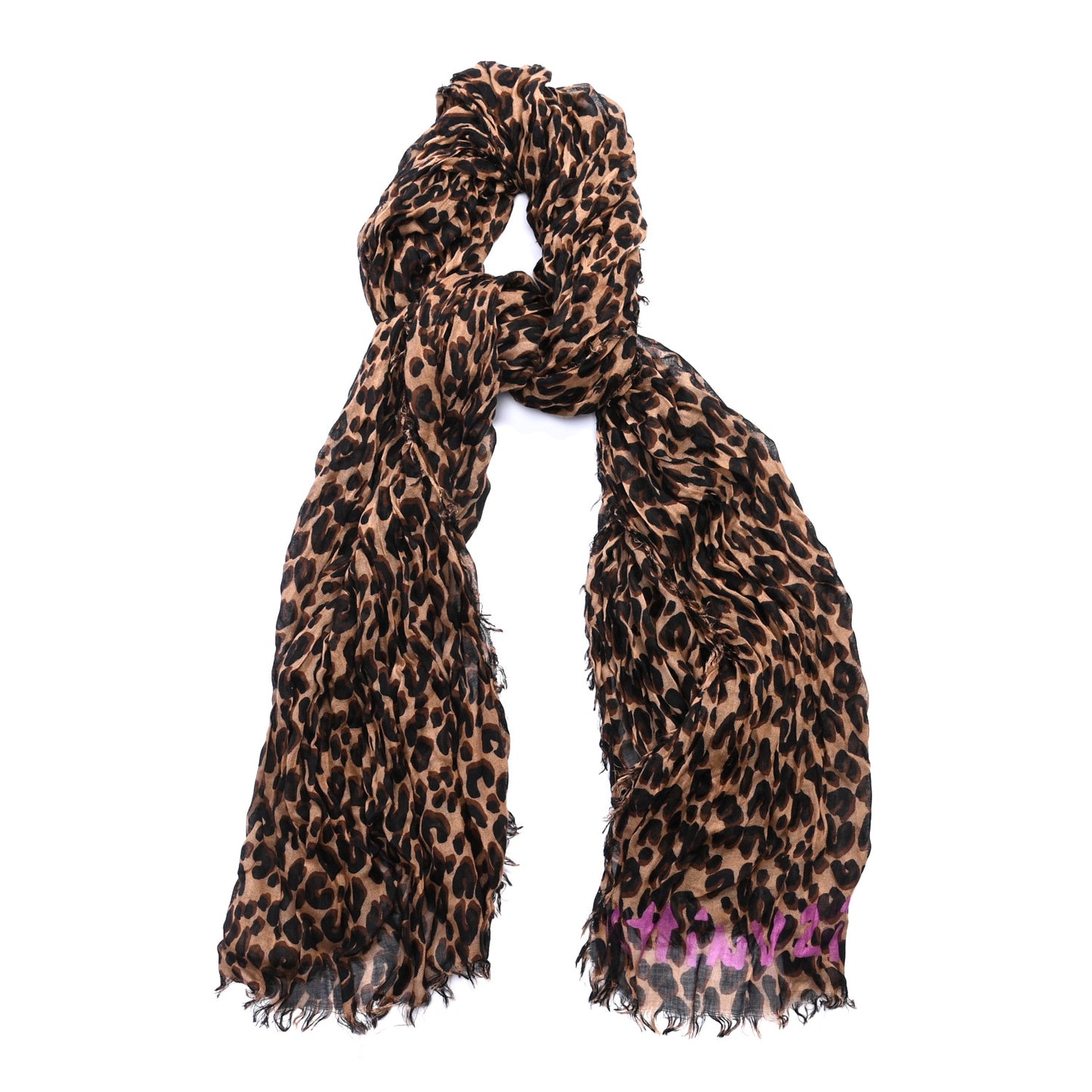Cashmere Silk Leopard Etole Stole Marron