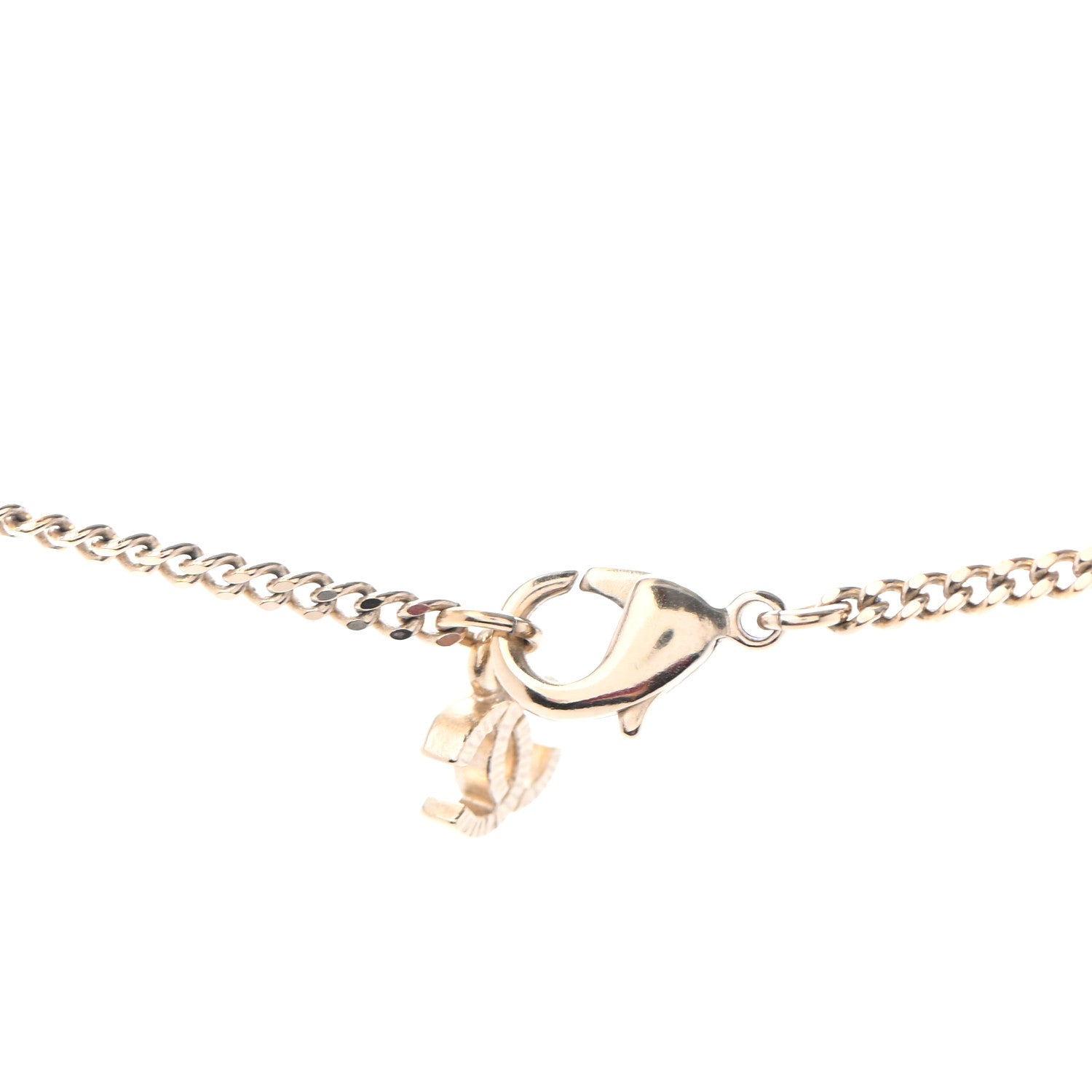 Chanel Enamel Crystal CC Camellia Pendant Necklace Beige Gold 4 of 5