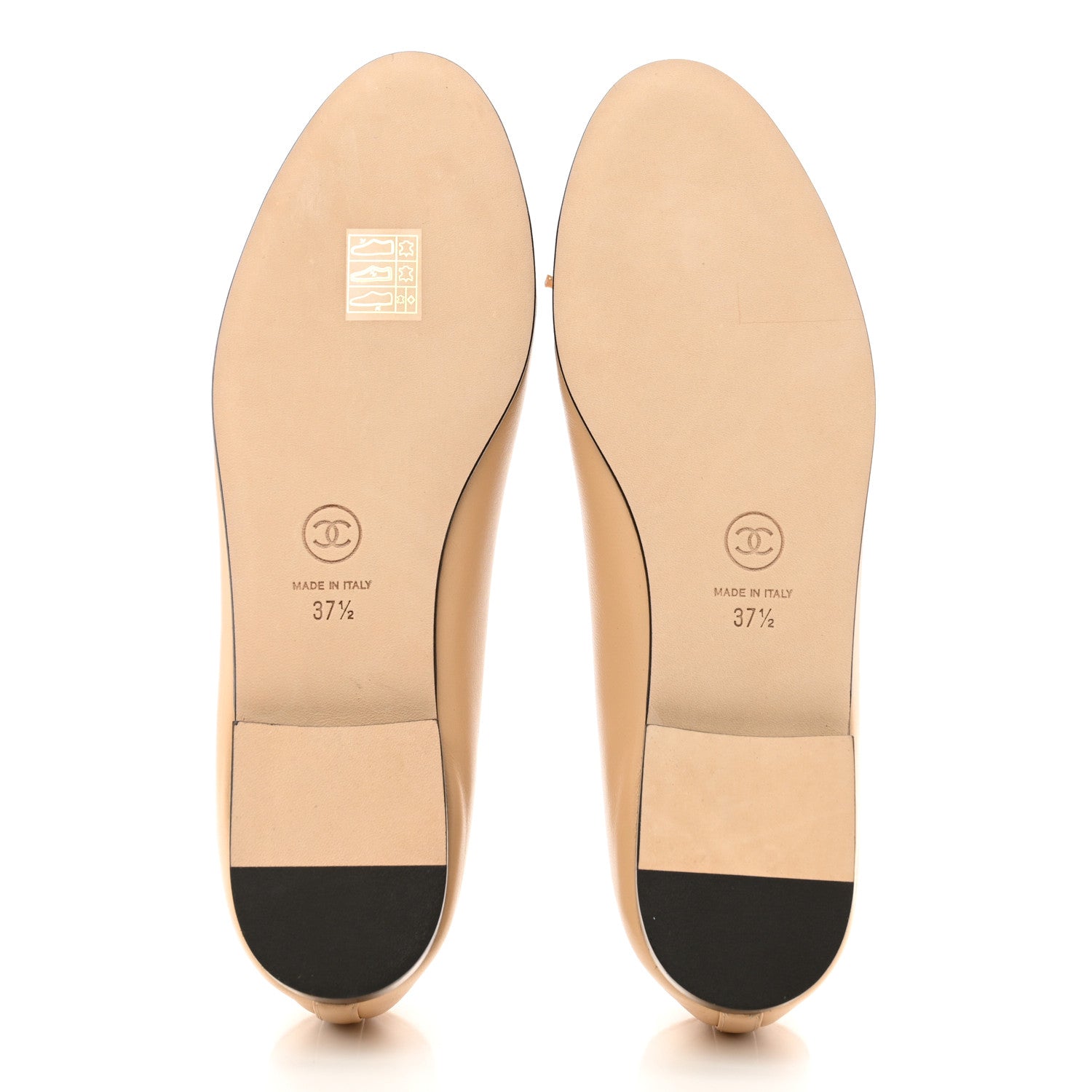 Chanel Lambskin Cap Toe CC Ballerina Flats 37.5 Beige Black 5 of 9
