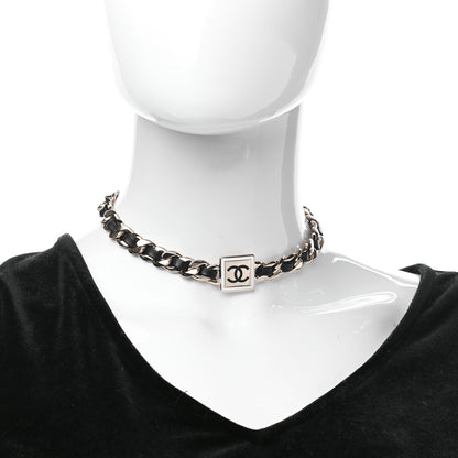 Chanel Metal Lambskin CC Square Choker Gold Black White 2 of 6