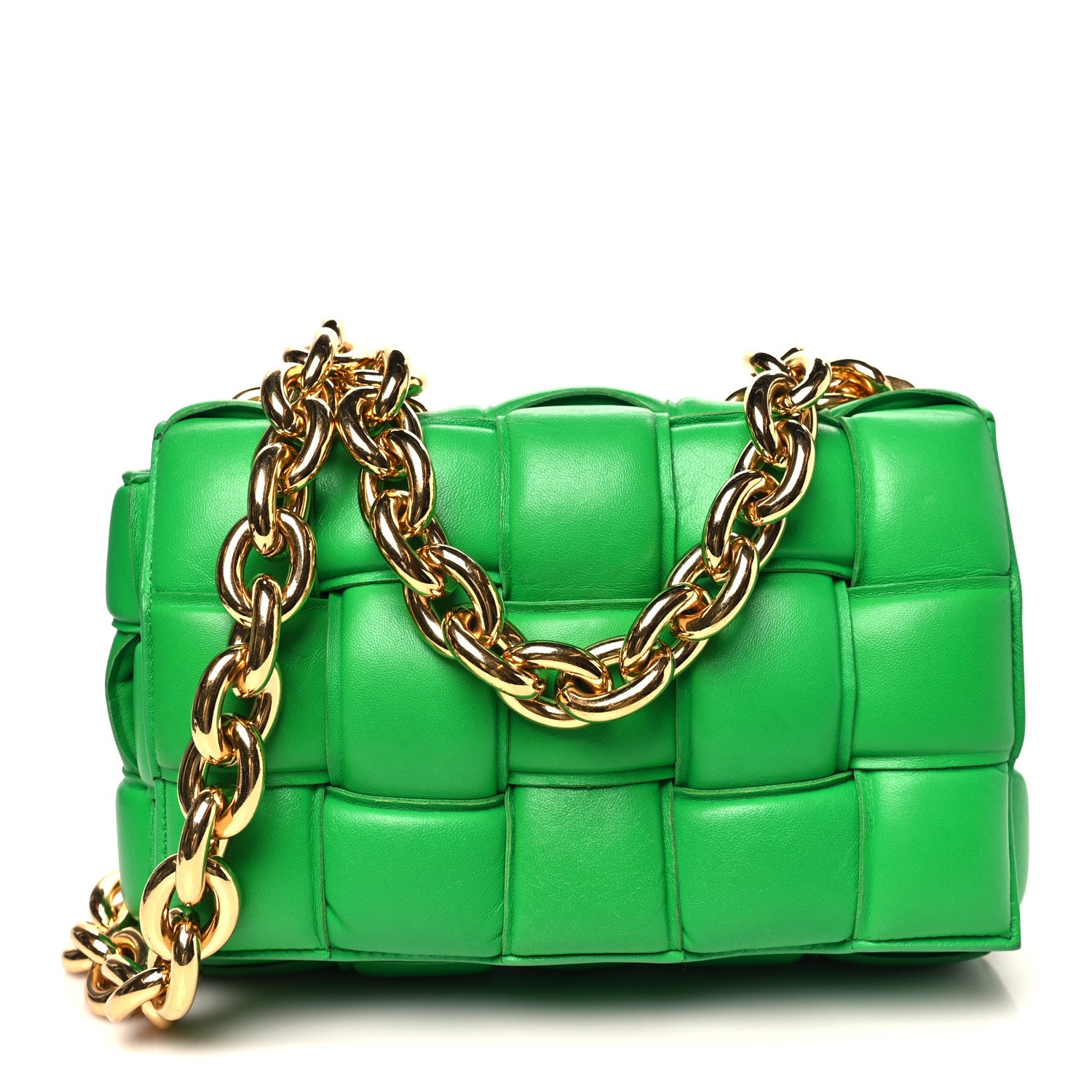 Bottega Veneta Lambskin Maxi Intreccio Padded Chain Cassette Crossbody Bag Racing Green 1 of 10
