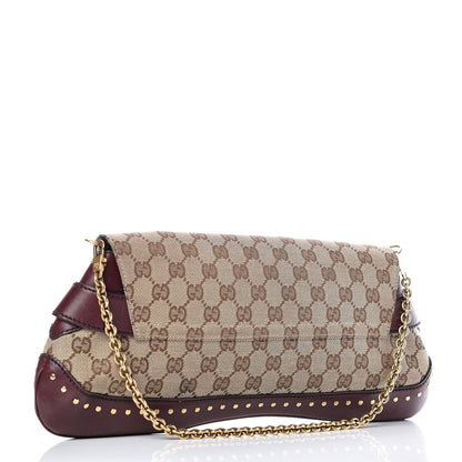 Gucci Monogram Studded Large Horsebit Clutch Bordeaux 3 of 12