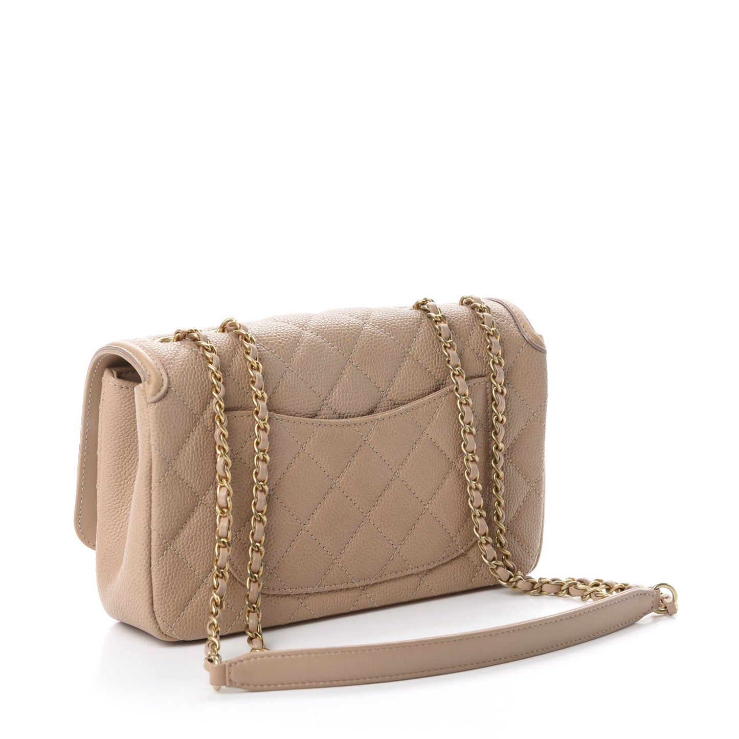 Caviar Quilted Small CC Filigree Flap Beige