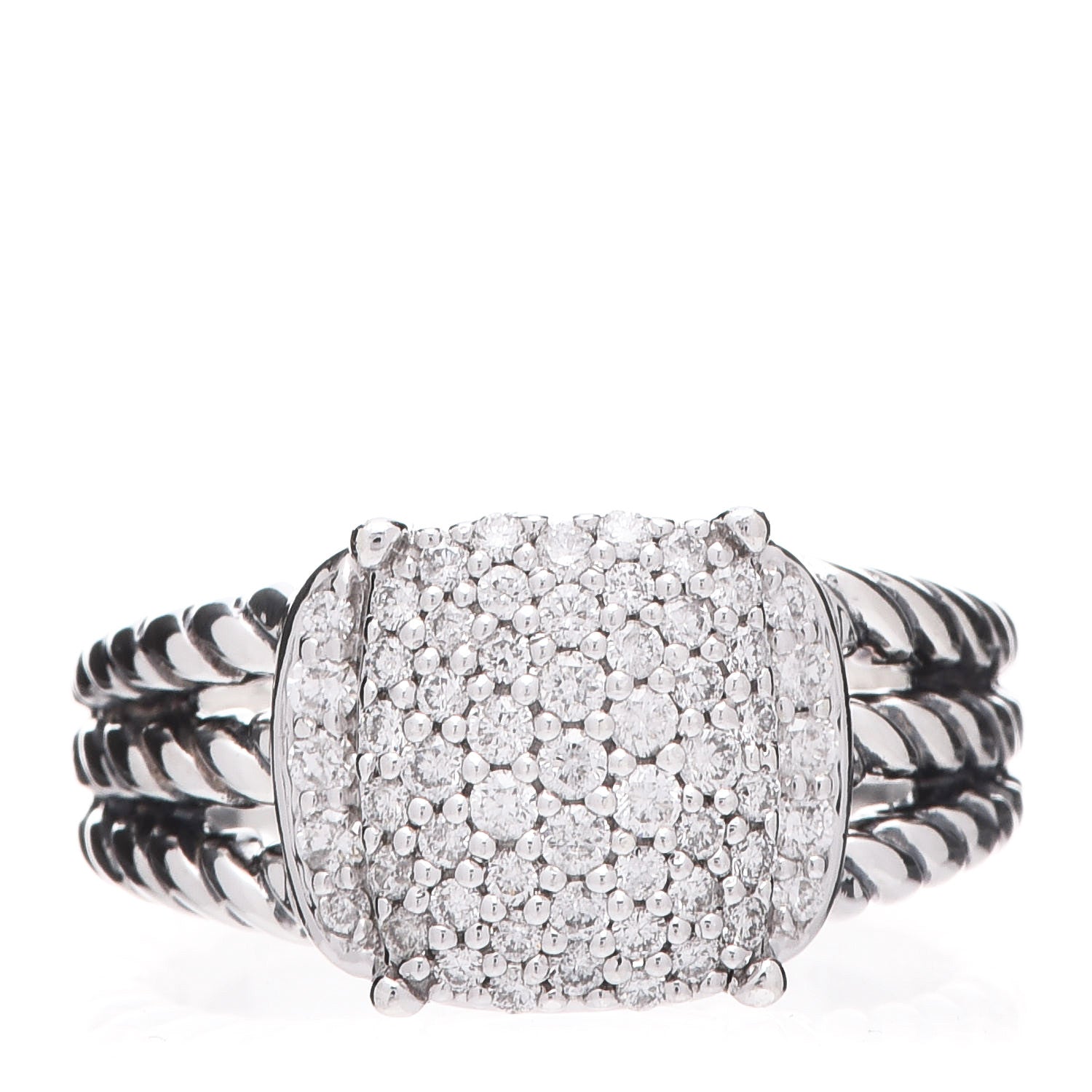 David Yurman Sterling Silver Diamond 10mm Petite Wheaton Ring 49 4.75 1 of 5
