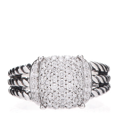 David Yurman Sterling Silver Diamond 10mm Petite Wheaton Ring 49 4.75 1 of 5