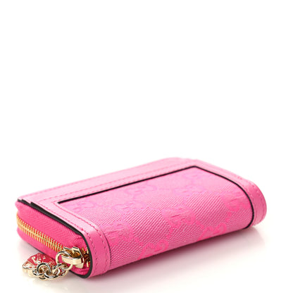 Gucci GG Monogram Scratch Lux Calfskin Luce Mini Card Case Wallet Blossom Rose Dark Blossom 4 of 9