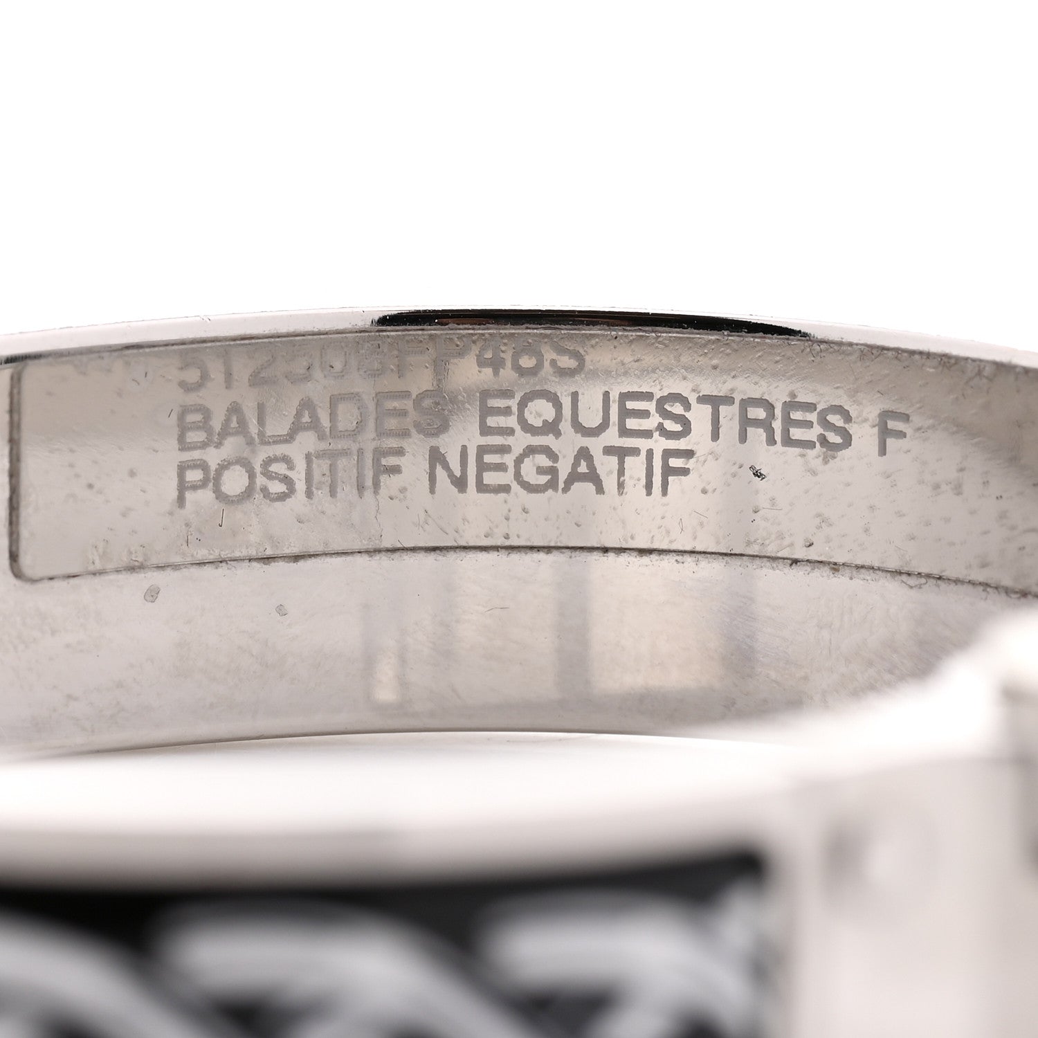 Hermes Enamel Printed Narrow Balades Equestres Positif Negatif Hinged Bracelet S Black 5 of 6