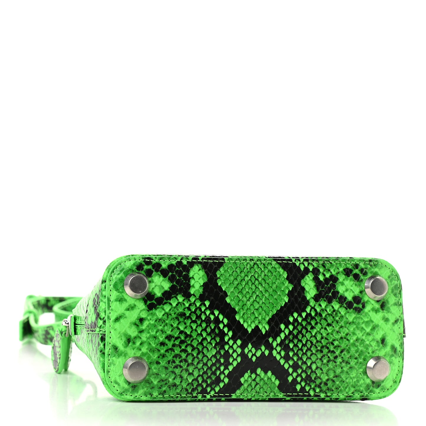 Calfskin Python Effect XXS Ville Top Handle Bag Fluo Green Black