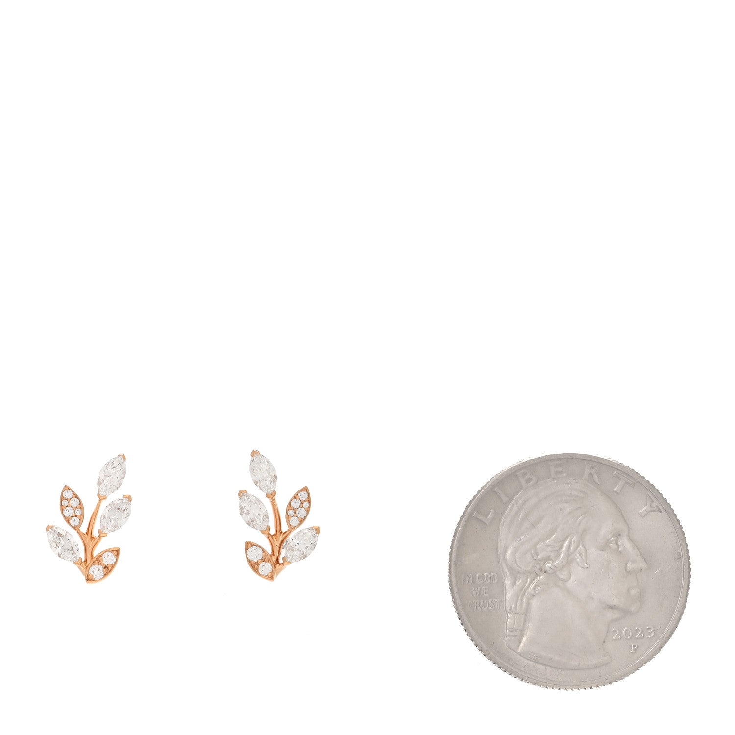 Tiffany 18K Rose Gold Diamond Small Victoria Vine Earrings 2 of 6