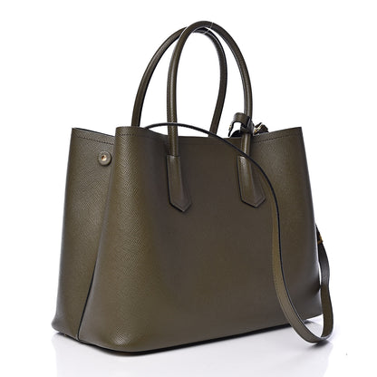 Prada Saffiano Cuir Large Double Bag Militare 3 of 10