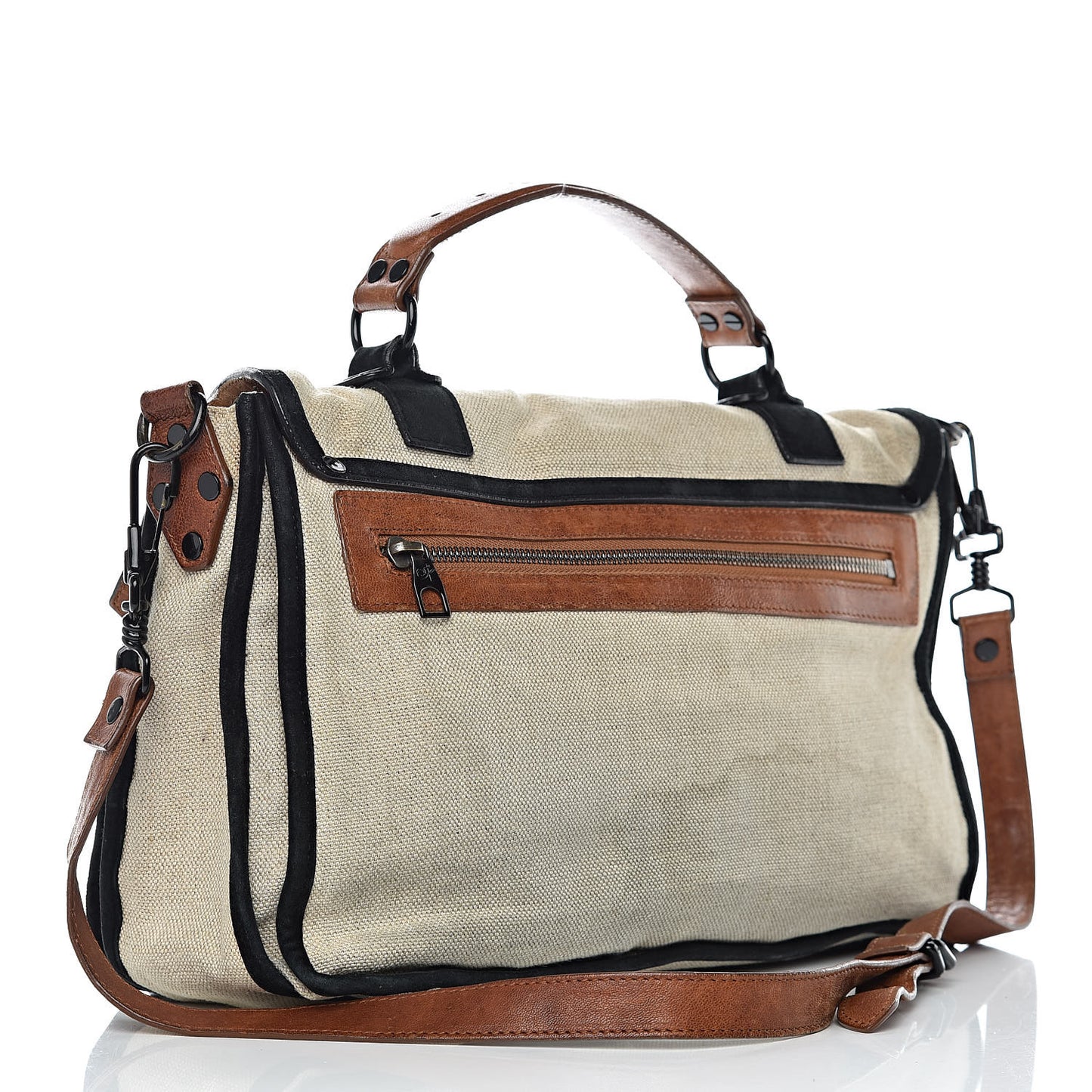 Linen Suede Lambskin Medium PS1 Satchel Beige Brown
