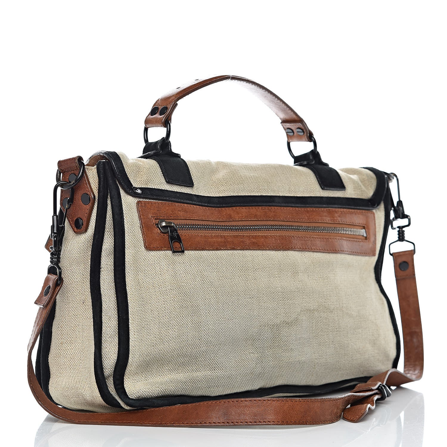 Proenza Schouler Linen Suede Lambskin Medium PS1 Satchel Beige Brown 3 of 17