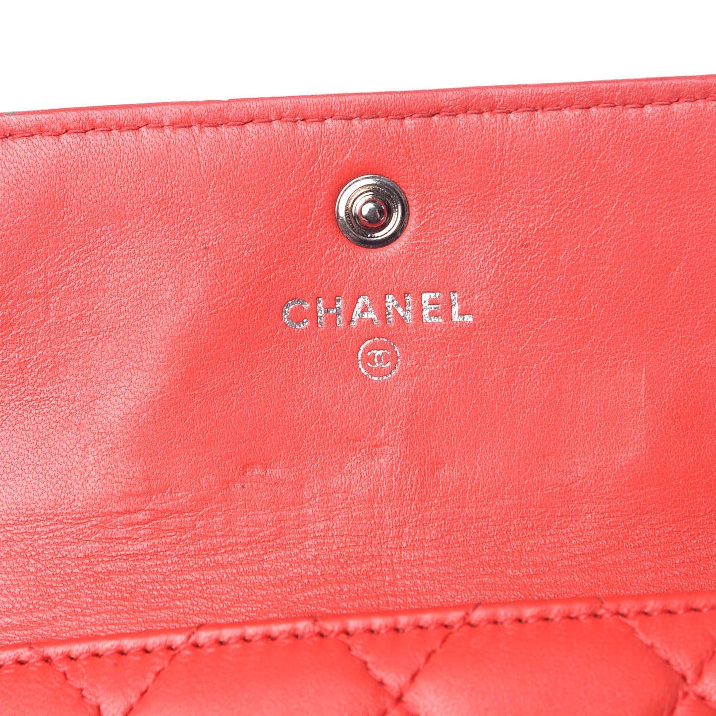 Lambskin Quilted Wallet On Removable Chain Insert Red