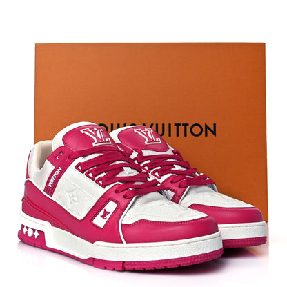 Louis Vuitton Calfskin Embossed Monogram Mens LV Trainer Sneakers 9 Fuchsia 8 of 8