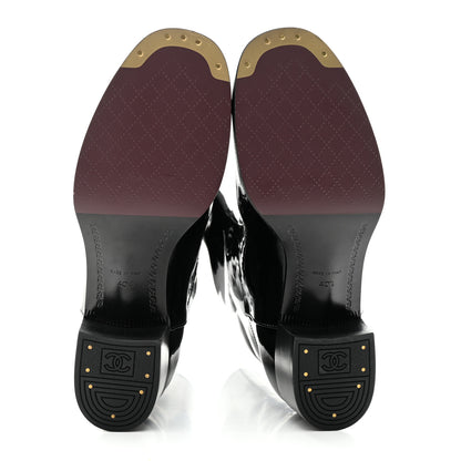 Chanel Patent CC Mid Calf Boots 40.5 Black 5 of 8