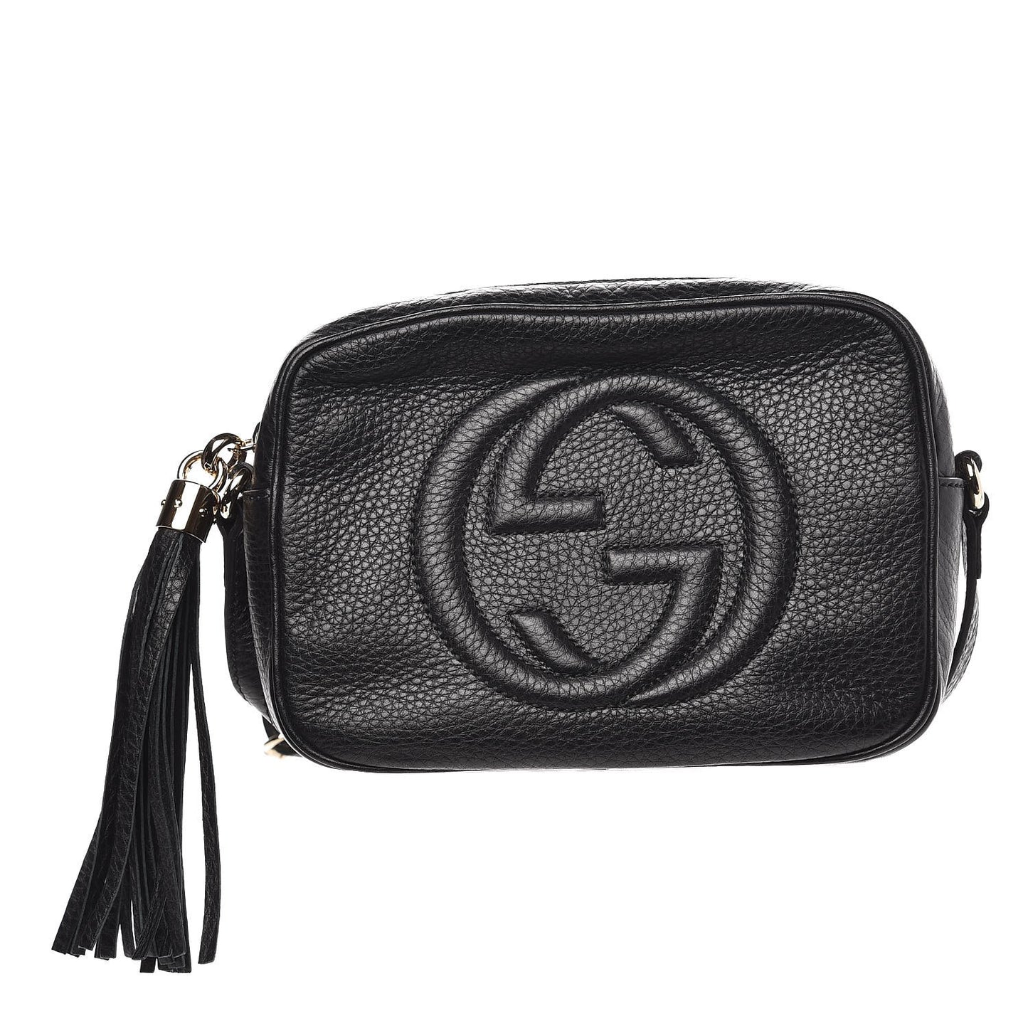 Pebbled Calfskin Small Soho Disco Bag Black