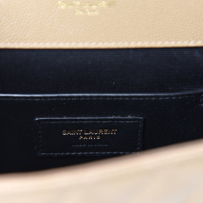 Saint Laurent Grain De Poudre Textured Mixed Matelasse Triquilt Small Monogram Satchel Cork 8 of 10