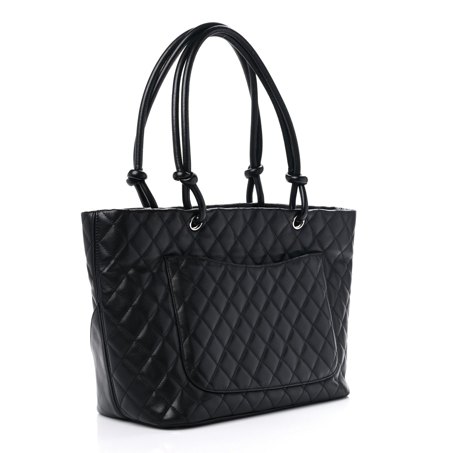 Calfskin Quilted Large Cambon Tote Black