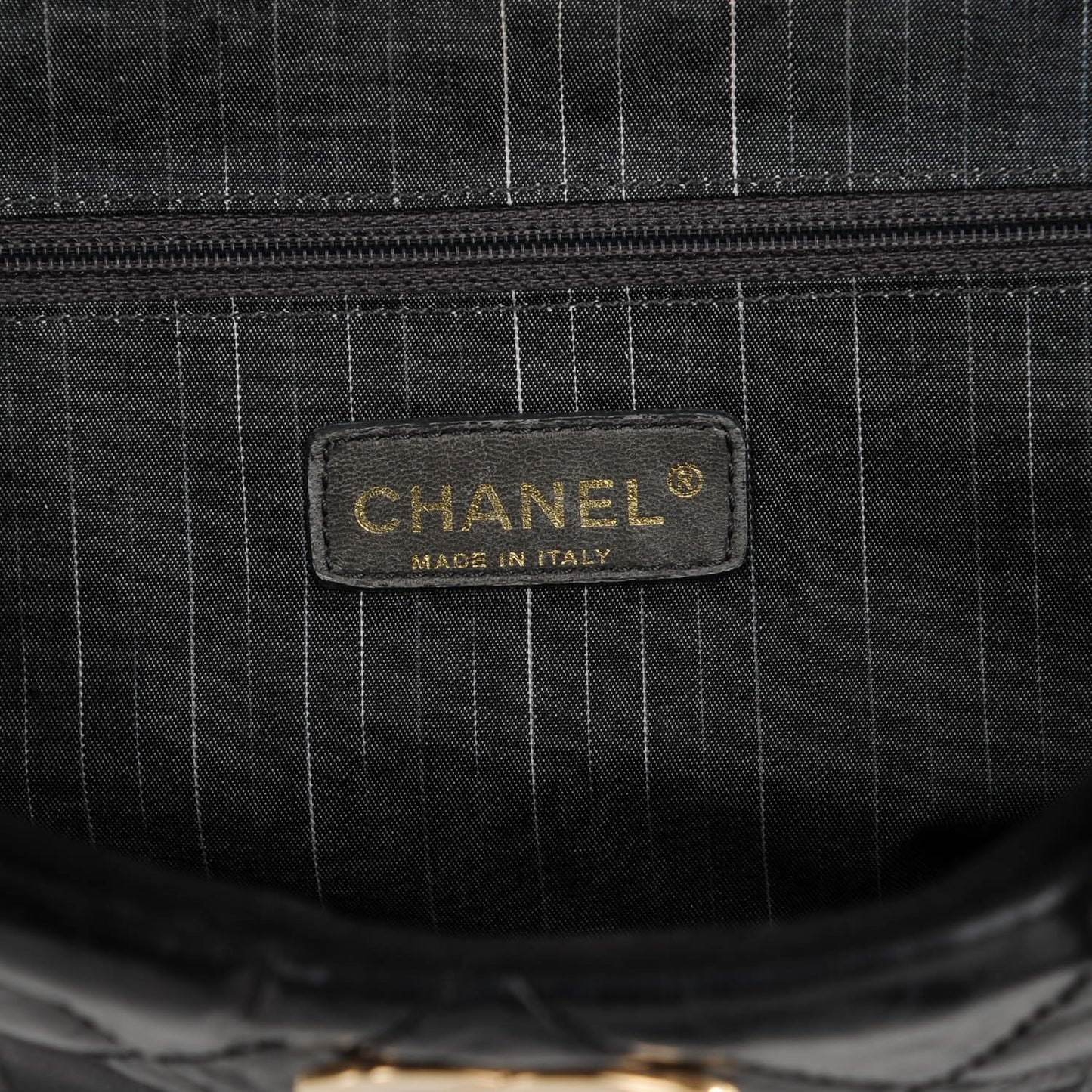 Glazed Calfskin Quilted Tweed Portobello Tote Black White