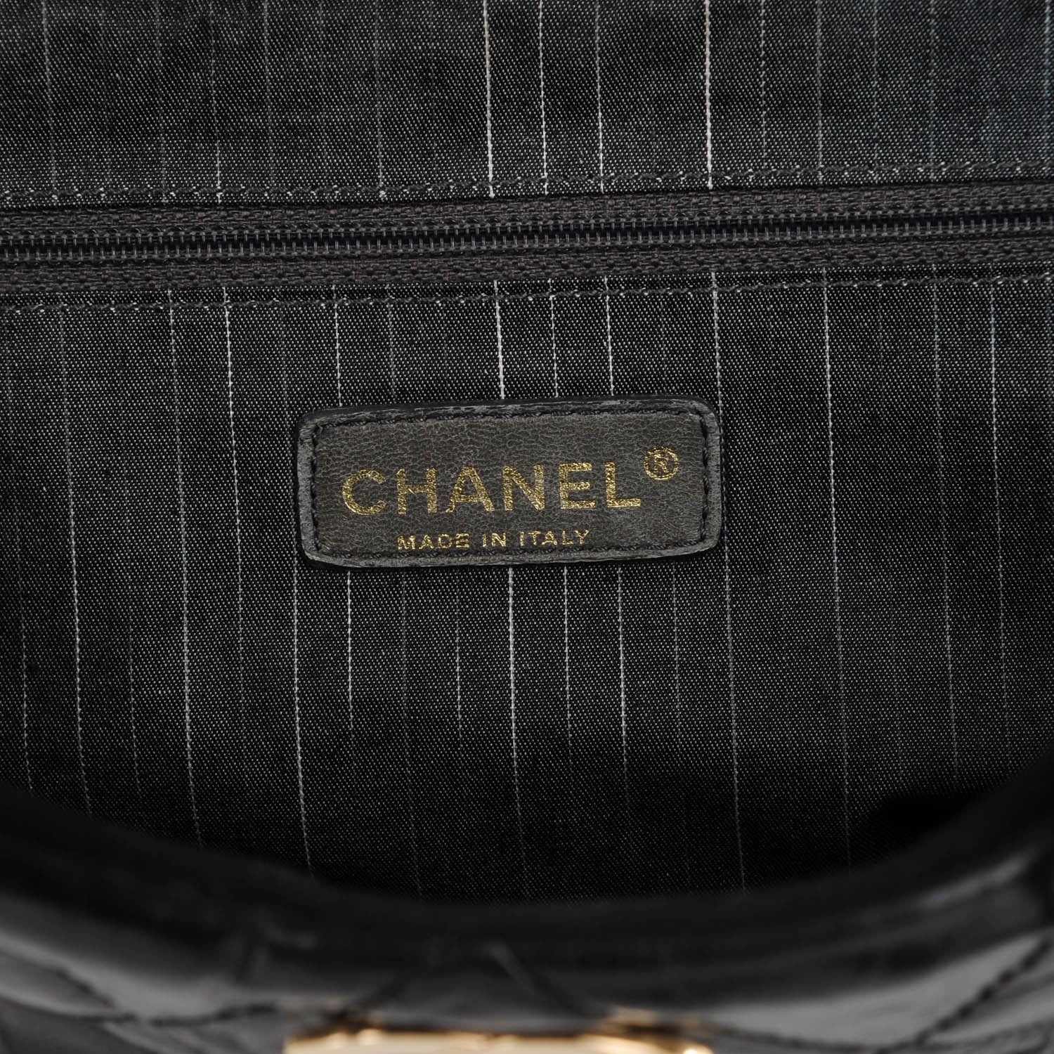 Chanel Glazed Calfskin Quilted Tweed Portobello Tote Black White 6 of 7