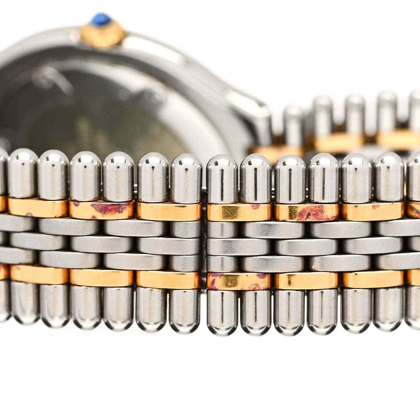 Stainless Steel 18K Yellow Gold 28mm Must De 21 Bullet Link Quartz Watch