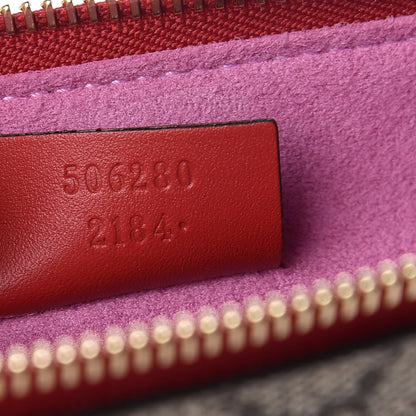 Gucci GG Supreme Monogram Bosco Patch Zip Pouch Beige Malva Hibiscus Red 7 of 8