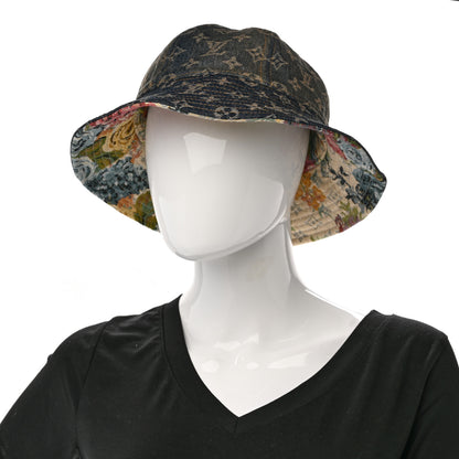 Louis Vuitton Monogram Tapestry Reversible Bucket Hat 58 Blue Multicolor 2 of 14