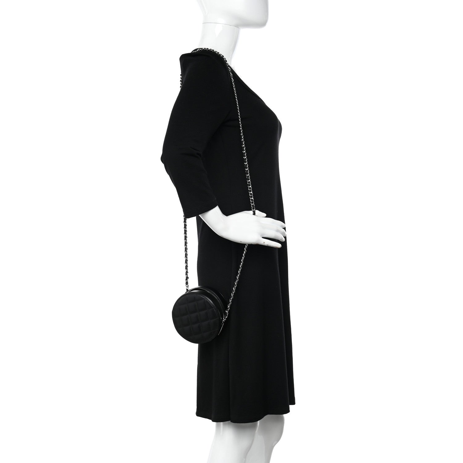 Chanel Lambskin Quilted Round Clutch With Chain Black 2 of 10