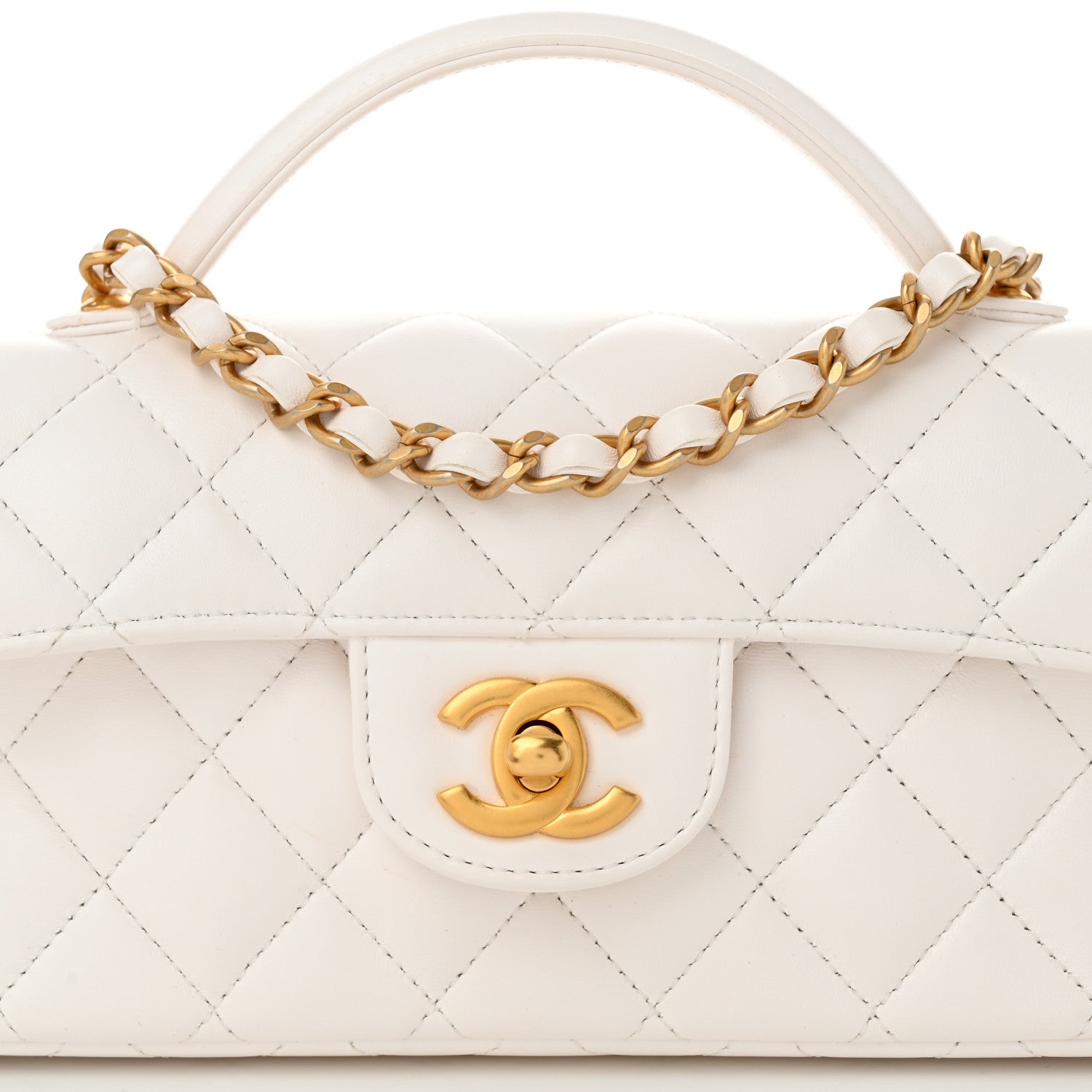 Chanel Lambskin Quilted Mini Flap Top Handle Bag White 8 of 11