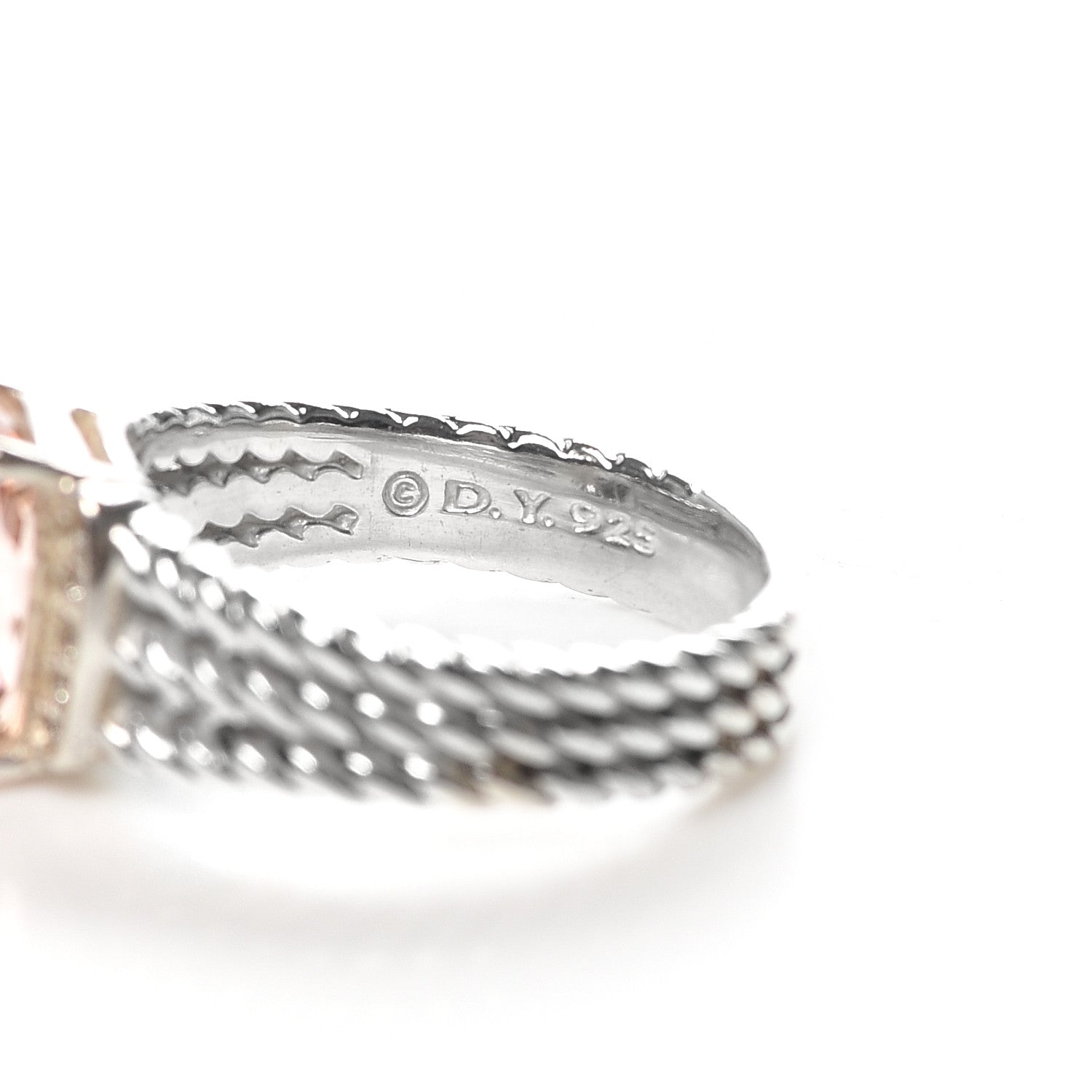 David Yurman Sterling Silver Diamond Morganite 10mm Petite Wheaton Ring 56 7.5 4 of 4