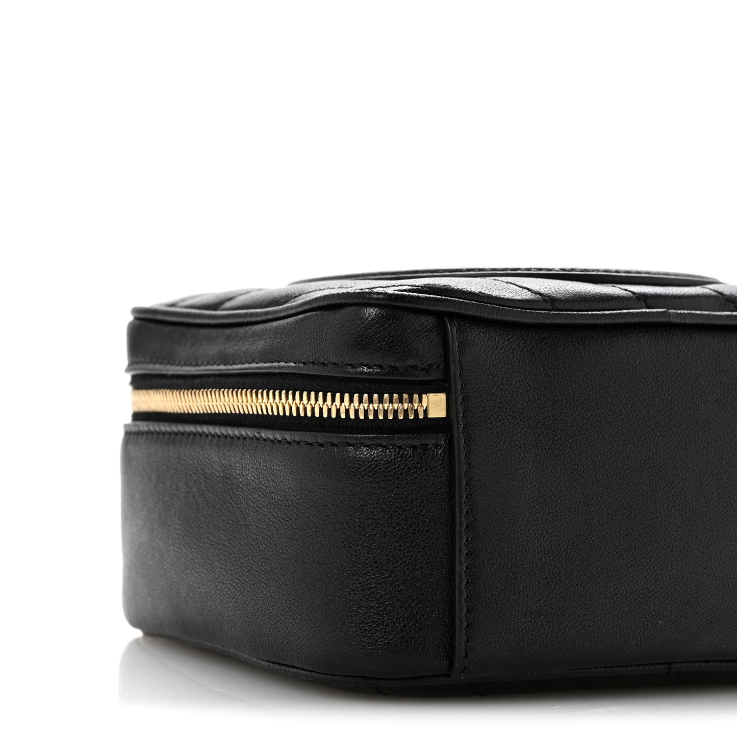 Sakai Be Green Calfskin Diagonal Stitched Blondie Top Handle Bag Black
