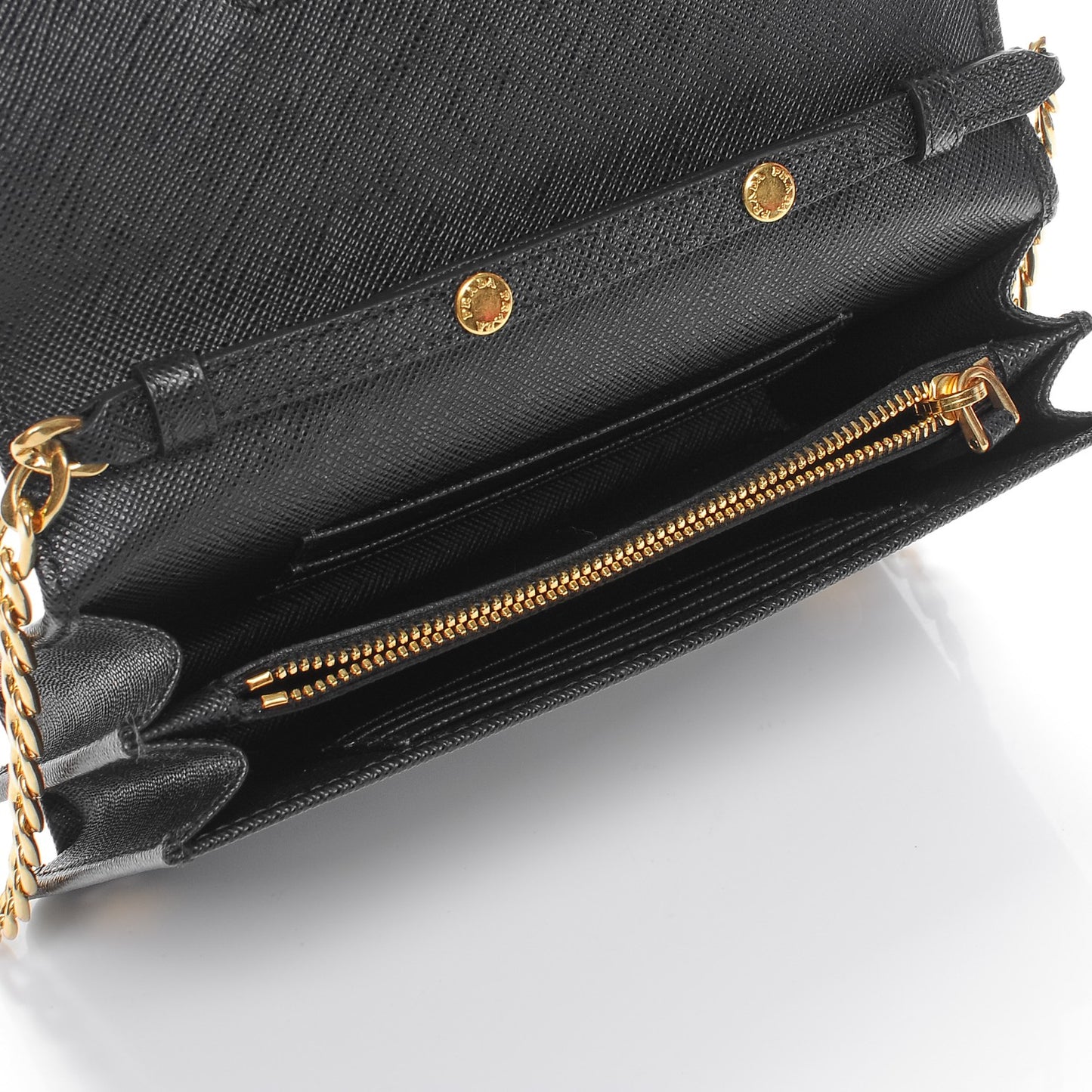 Saffiano Lux Chain Wallet Nero Black