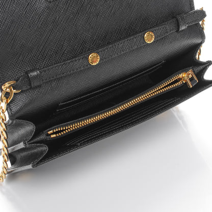 Prada Saffiano Lux Chain Wallet Nero Black 6 of 7