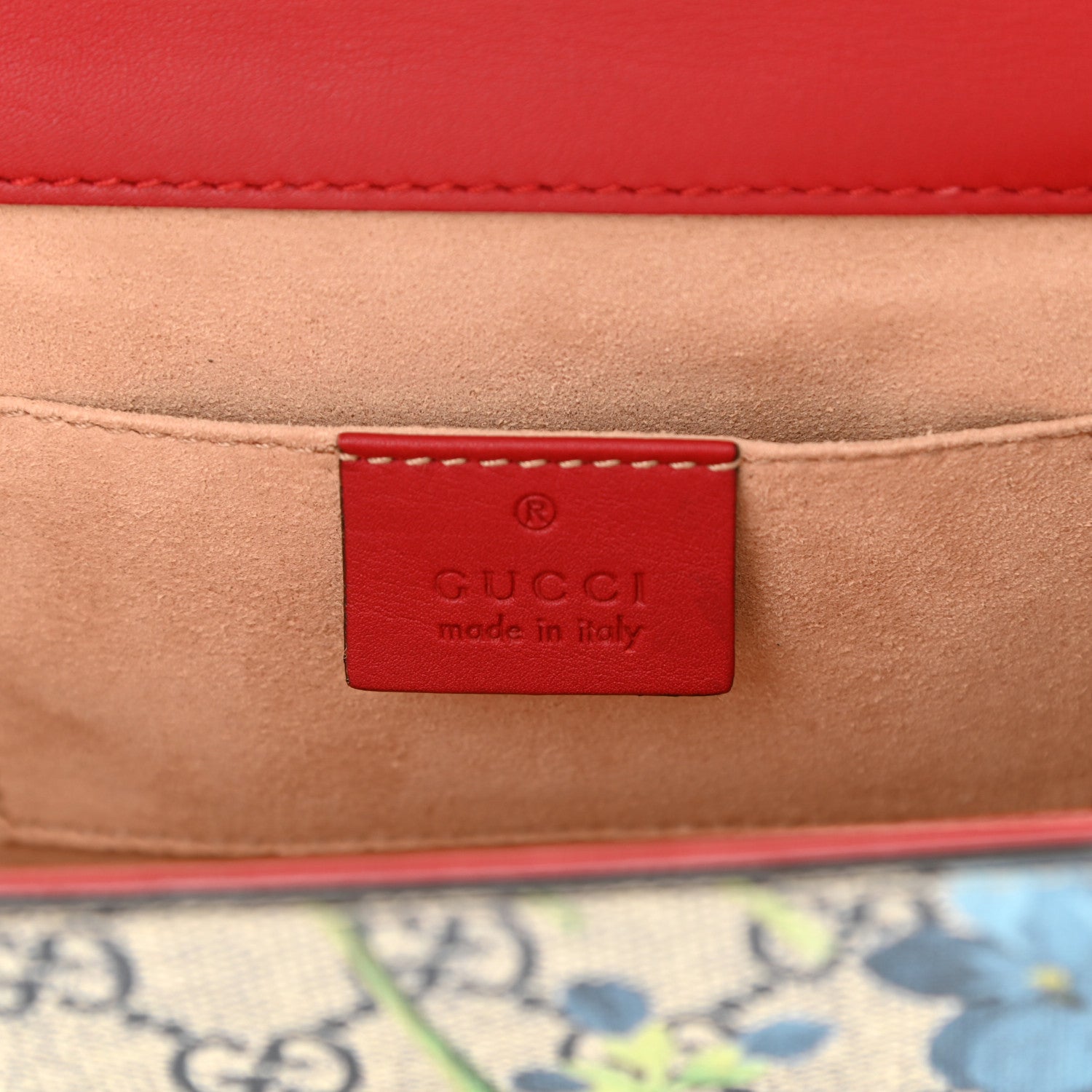 Gucci GG Supreme Monogram Blooms Small Padlock Shoulder Bag Beige Blue Navy Hibiscus Red 6 of 9