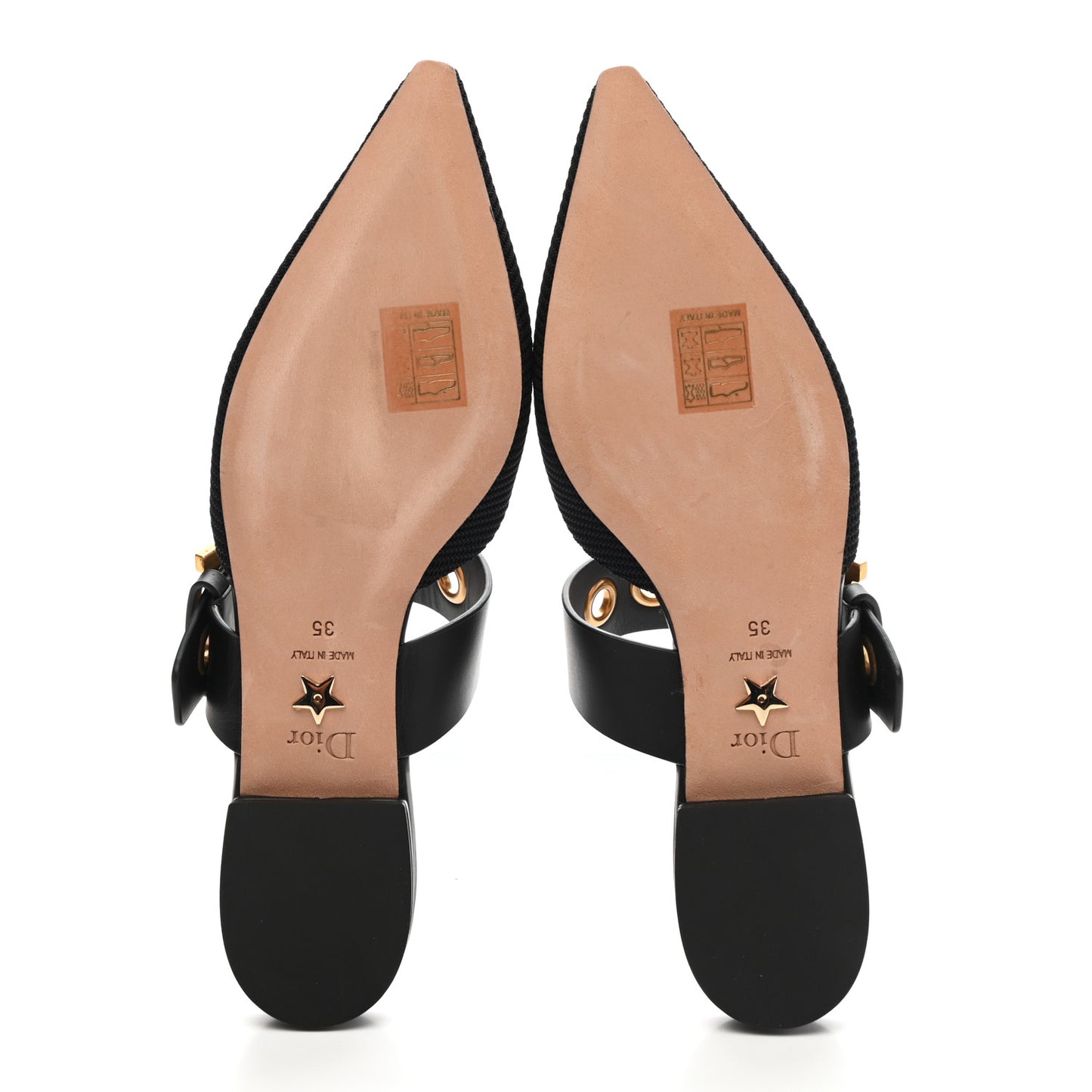 Technical Fabric D-Dior Ballerina Flat Mule 35 Black