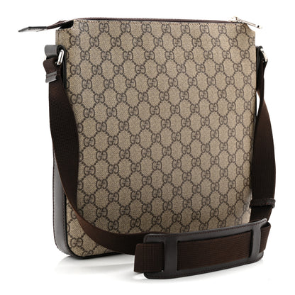 Gucci GG Supreme Monogram Medium Flat Messenger Bag Beige Brown 3 of 10