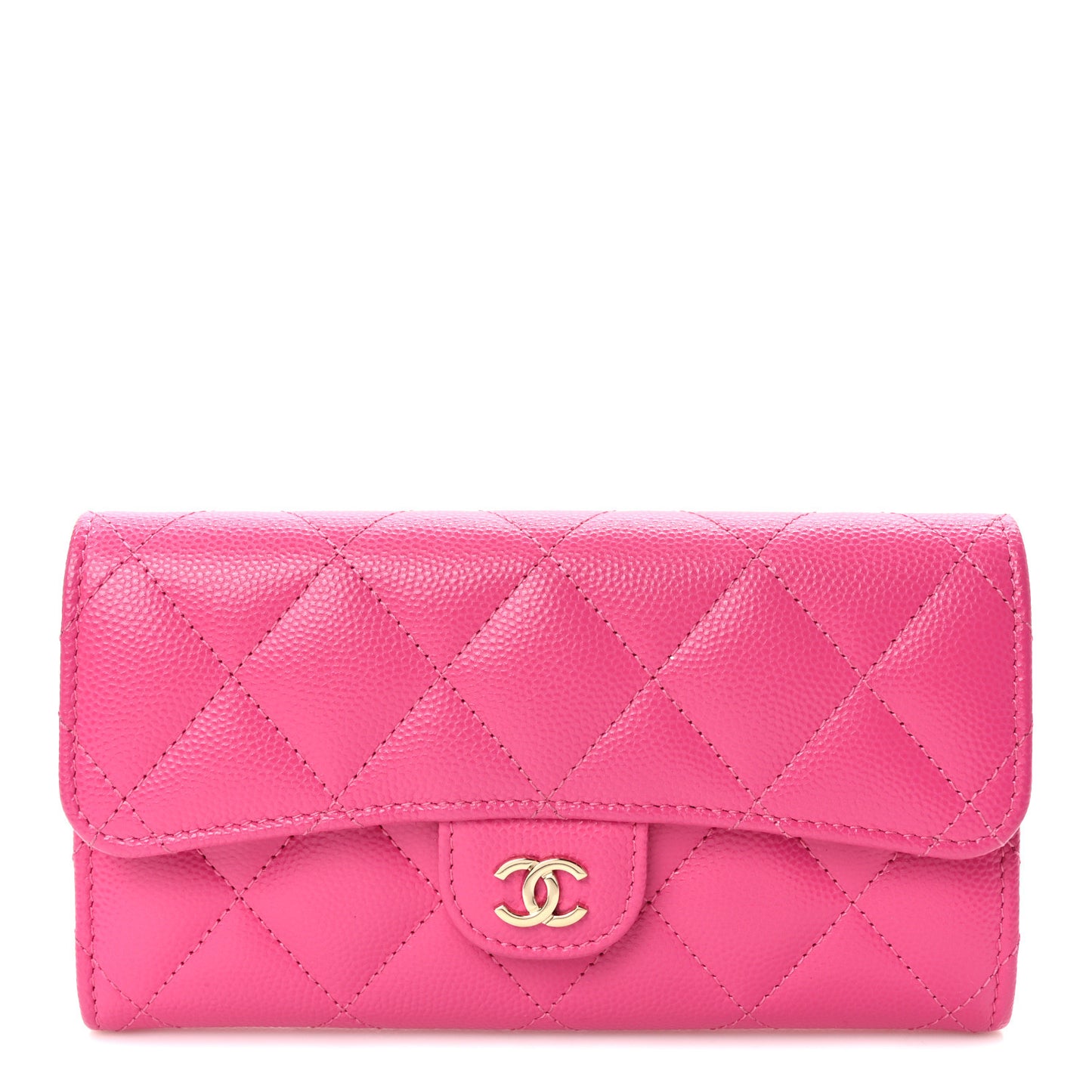 Caviar Quilted Medium Flap Wallet Dark Pink