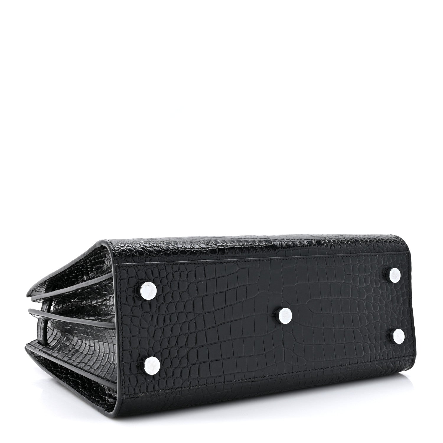 Saint Laurent Calfskin Crocodile Embossed Baby Sac De Jour Black 4 of 13