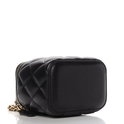 Chanel Lambskin Quilted Mini Pearl Crush Vanity Case With Chain Black 6 of 17