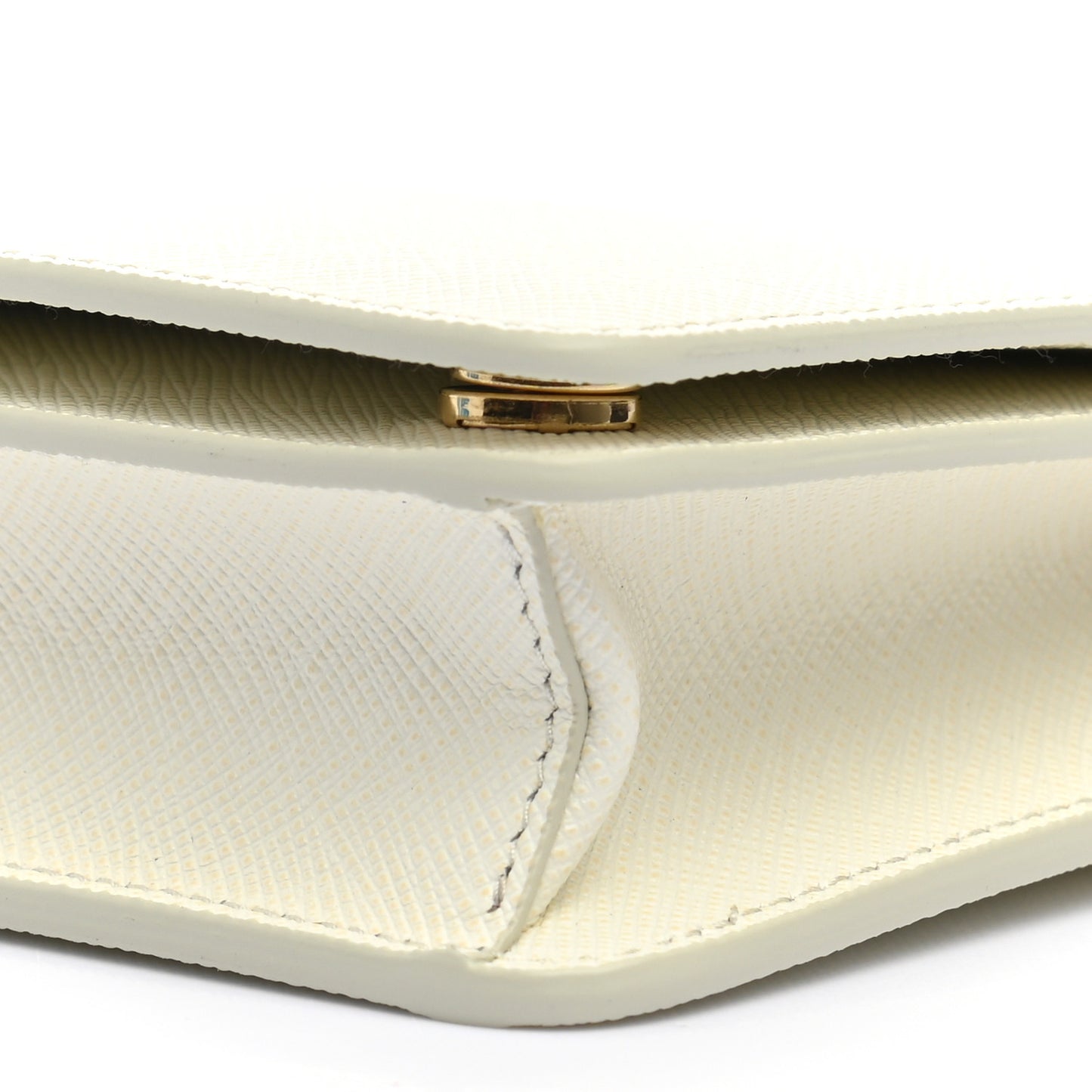 Saffiano Shine Monochrome Mini Flap Crossbody Wristlet Bag Bianco