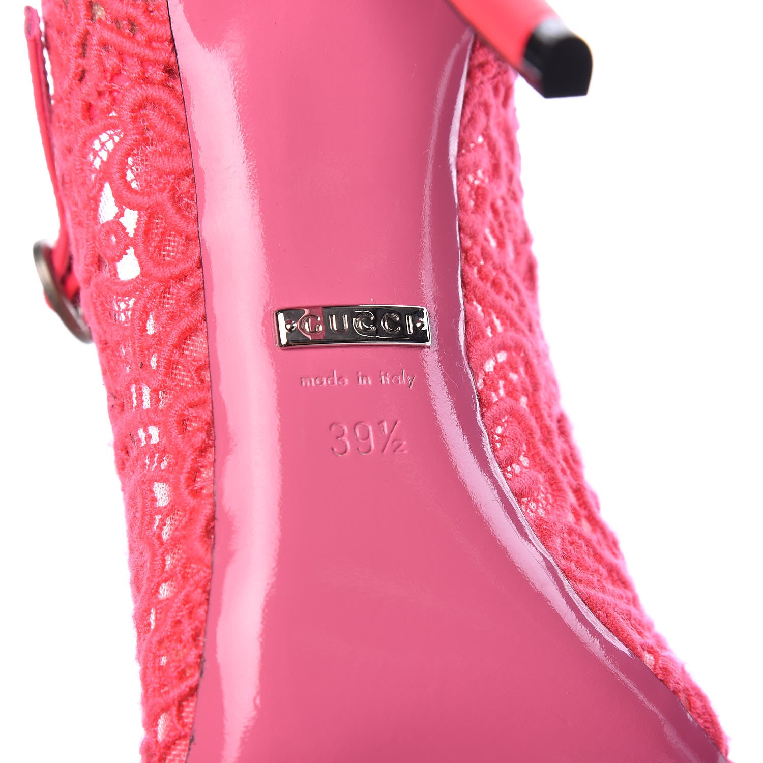 Gucci Lace Pizzo Venice Pumps 39.5 Fuxia Fluo Mystic White 7 of 10