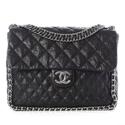 Chanel Washed Lambskin Quilted Maxi Chain Around Flap Black 1 of 9