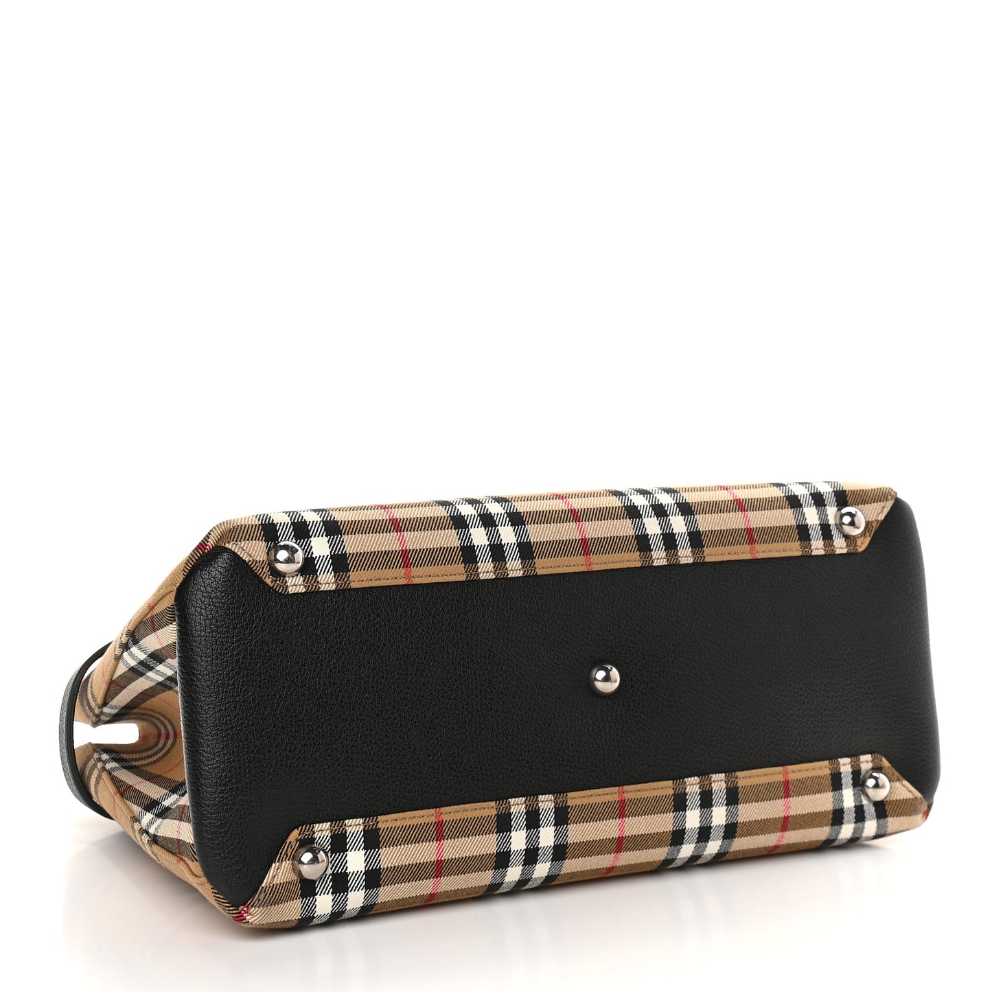 Goatskin Vintage Check Medium Banner Tote Black